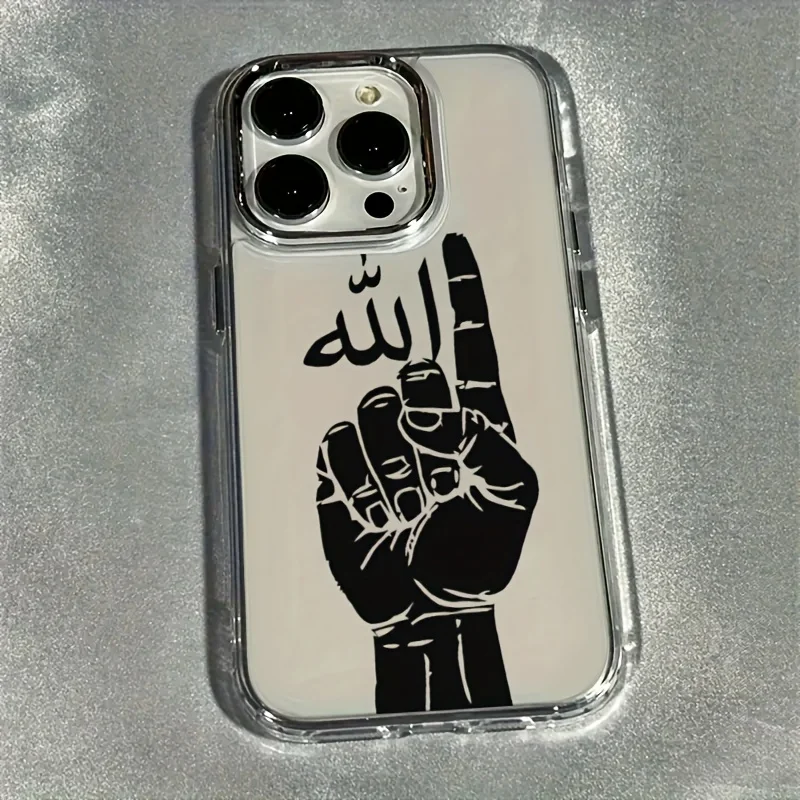 

Black Arabic characters phone case for iPhone 17 16 15 14 13 12 11 Pro/ Max/Plus shock-proof rear cover anti-fingerprint