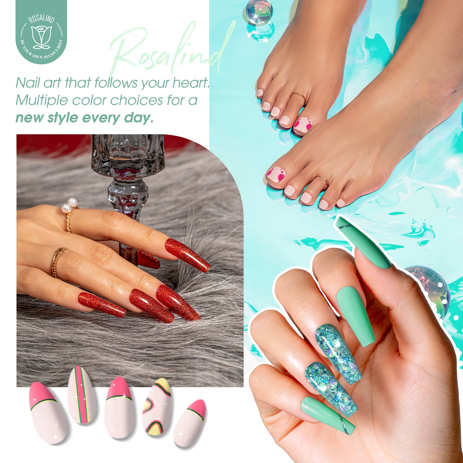 Rosalind nail art puro 20 cores gel polonês conjunto com base superior casaco conjunto embeber fora híbrido vernizes de gel semi permanente