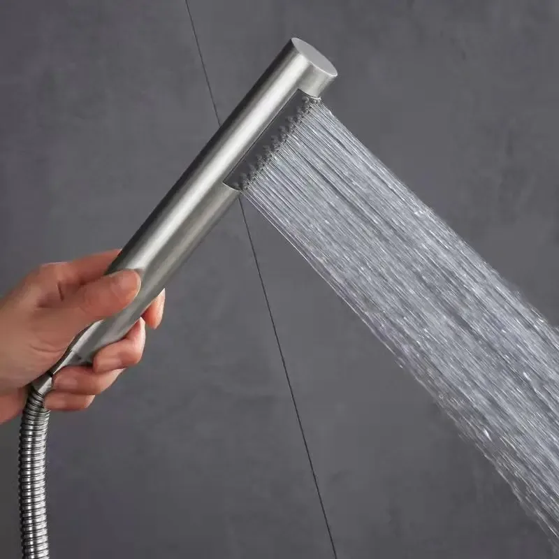 

Handheld Shower Head High Pressure Cylindrical Single Mode Rainfall Shower Head with Silicone Water Spout Bathroom Accessories