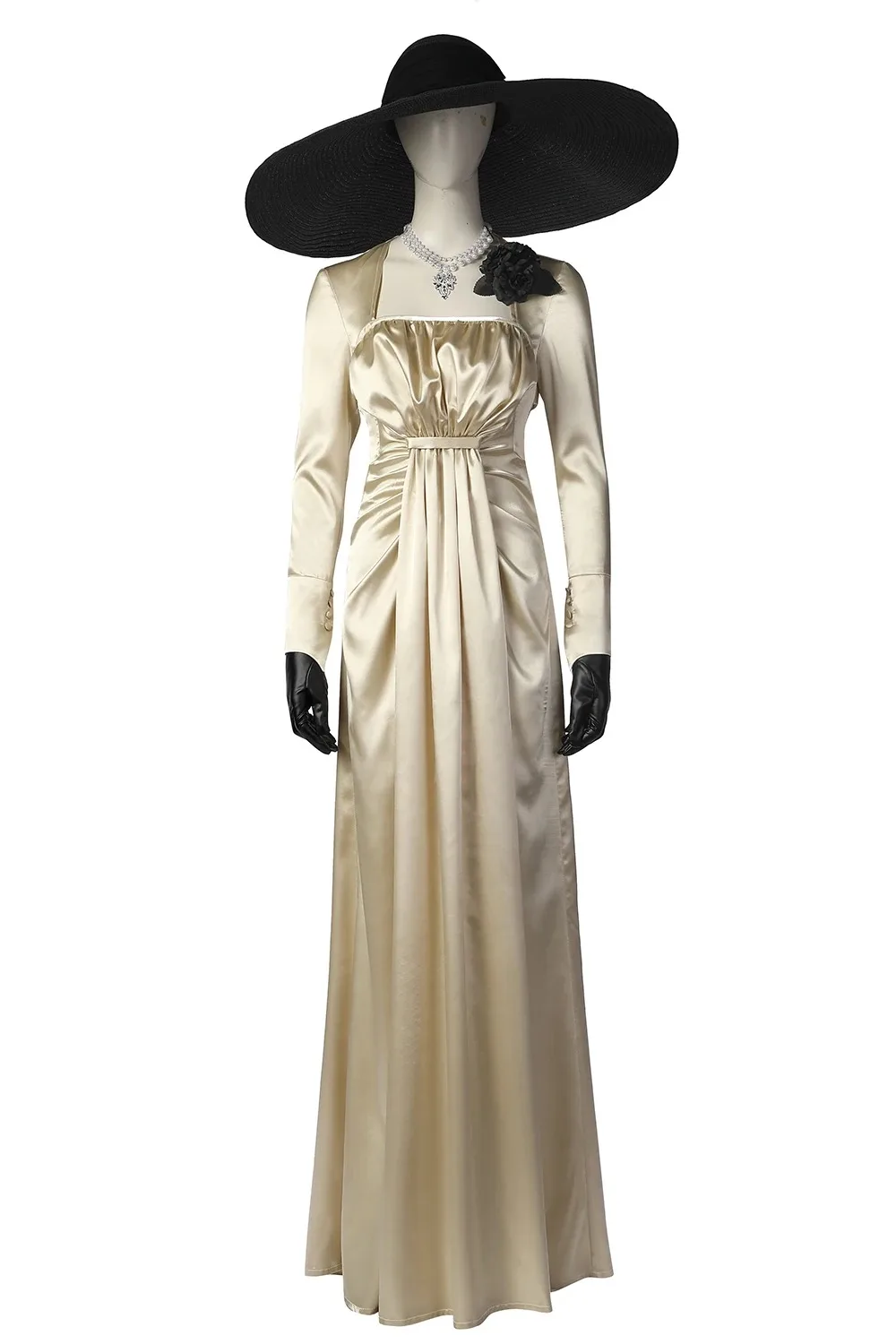 Lady Dress Alcina Dimitrescu Cosplay Costume Elegant Long Sleeve Satin Dress  Full Set and Indicidual Items Are Sold Custom Made - AliExpress 200000532