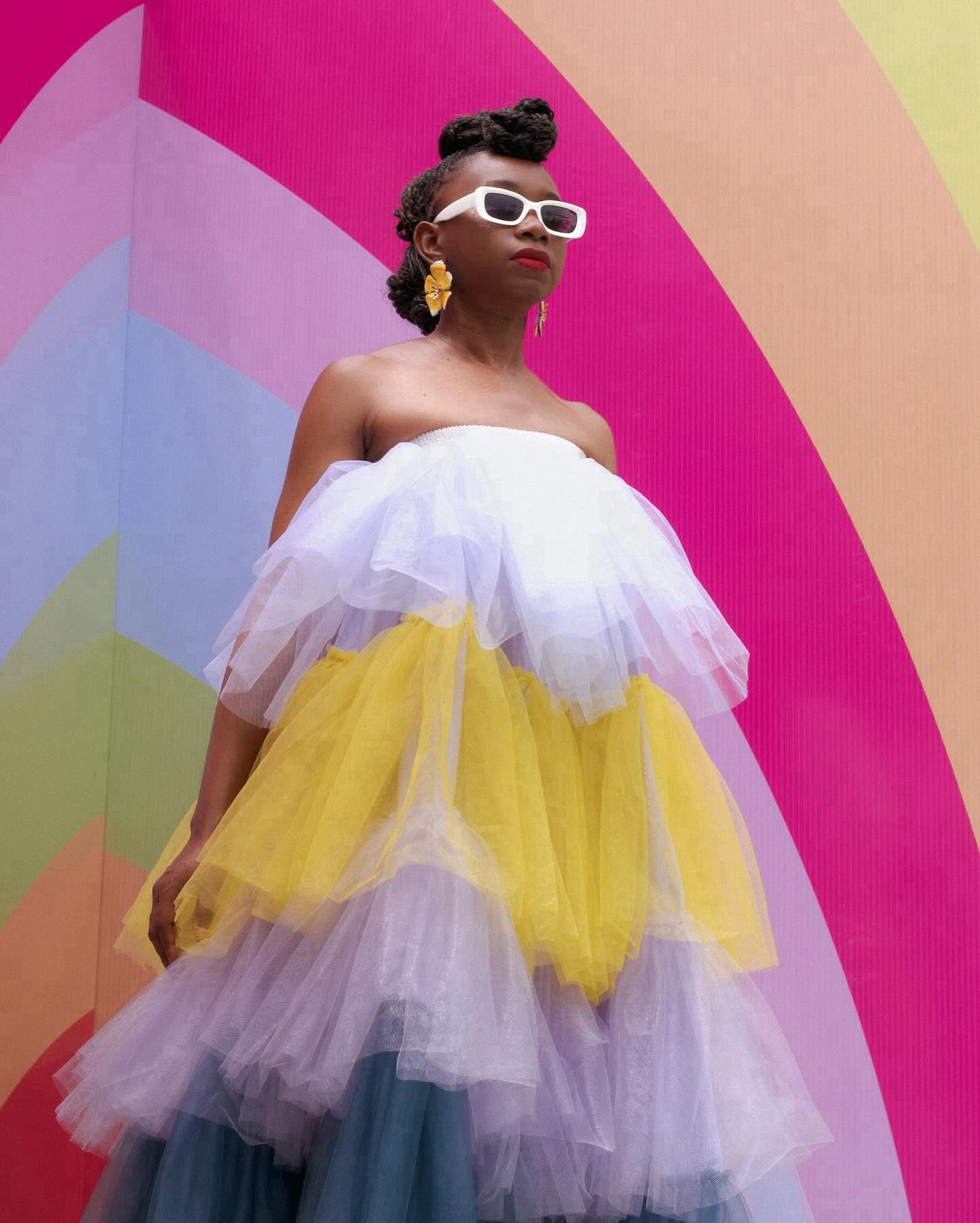 Bonito mix-colorido em camadas tutu vestido feito sob encomenda cintura elástica em camadas babados tule vestidos femininos multi-cores festa de aniversário d