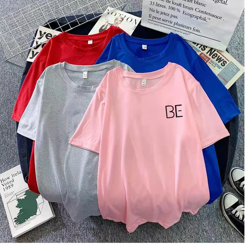 T-shirt estiva a maniche corte per donna magliette grafiche allentate con lettere stampate tutte abbinate Base Casual o-collo Tees Streetwear