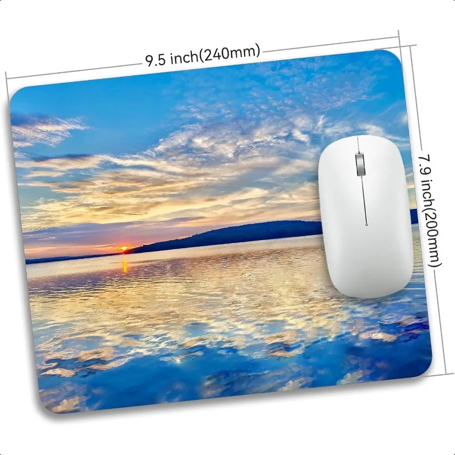 Beautiful Lake and Mountains at Sunset Mouse Pad Mat Rec NonSlip Rubber Base Computer Mousepad