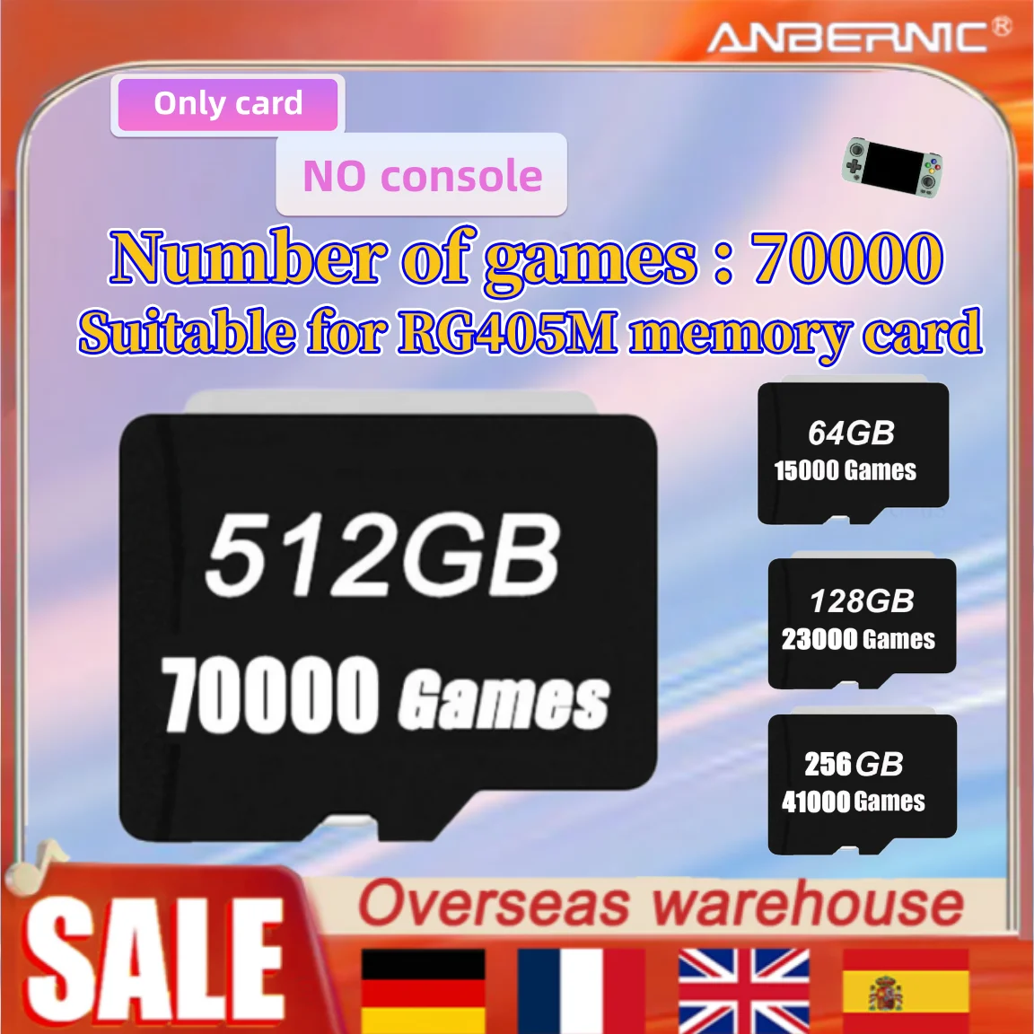 512G ANBERNIC SD CARD RG405M  TF Card 70000 Games Ps Vita 3ds Game Cube Memory Cards PS2 MAME PSP Video Game Classic Retro Game