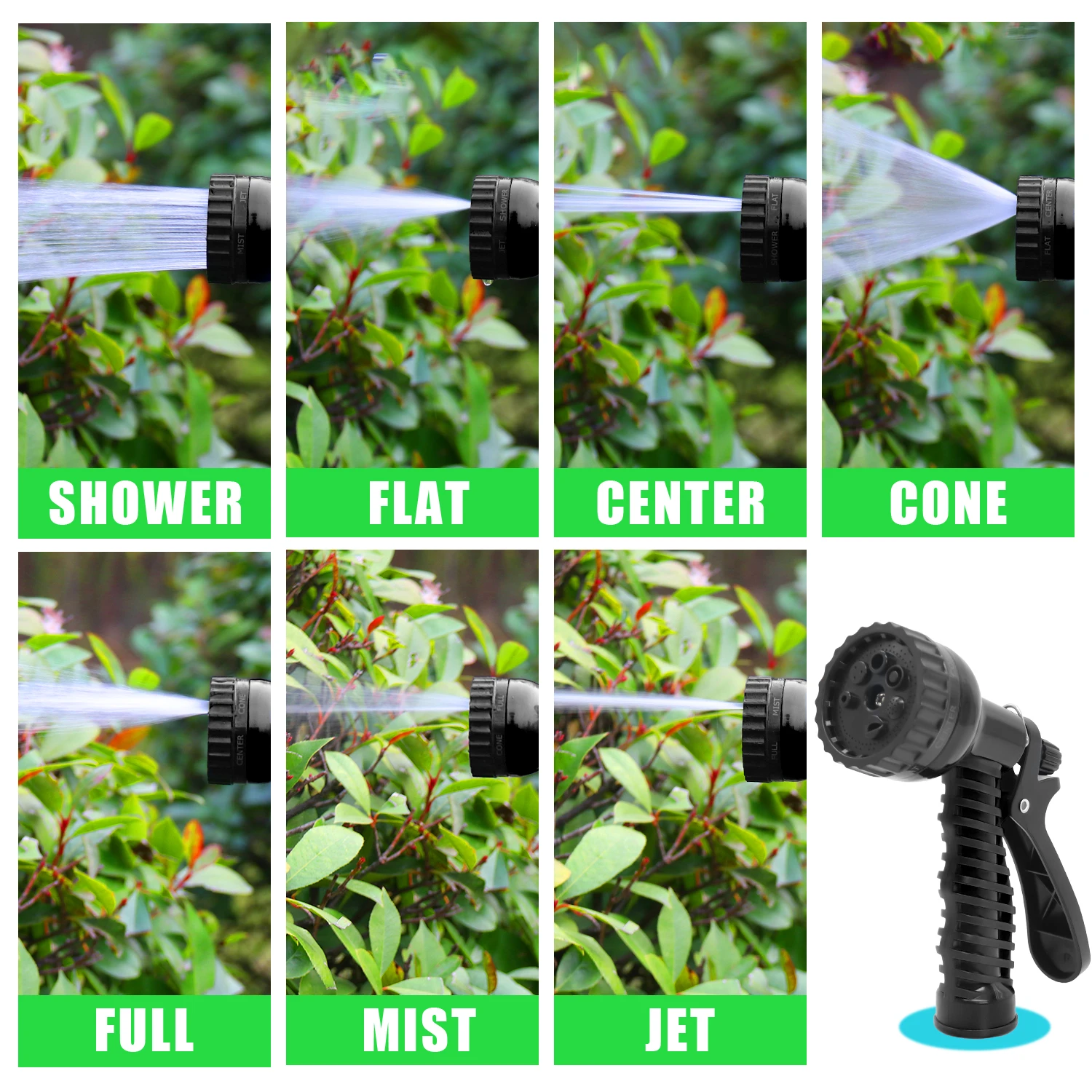 GardenJoy Garden Hose Outdoor Water Hose 3/4 in. x 100 ft. Expandable Hose with 7 Function Spray Nozzle Flexible Water Hose