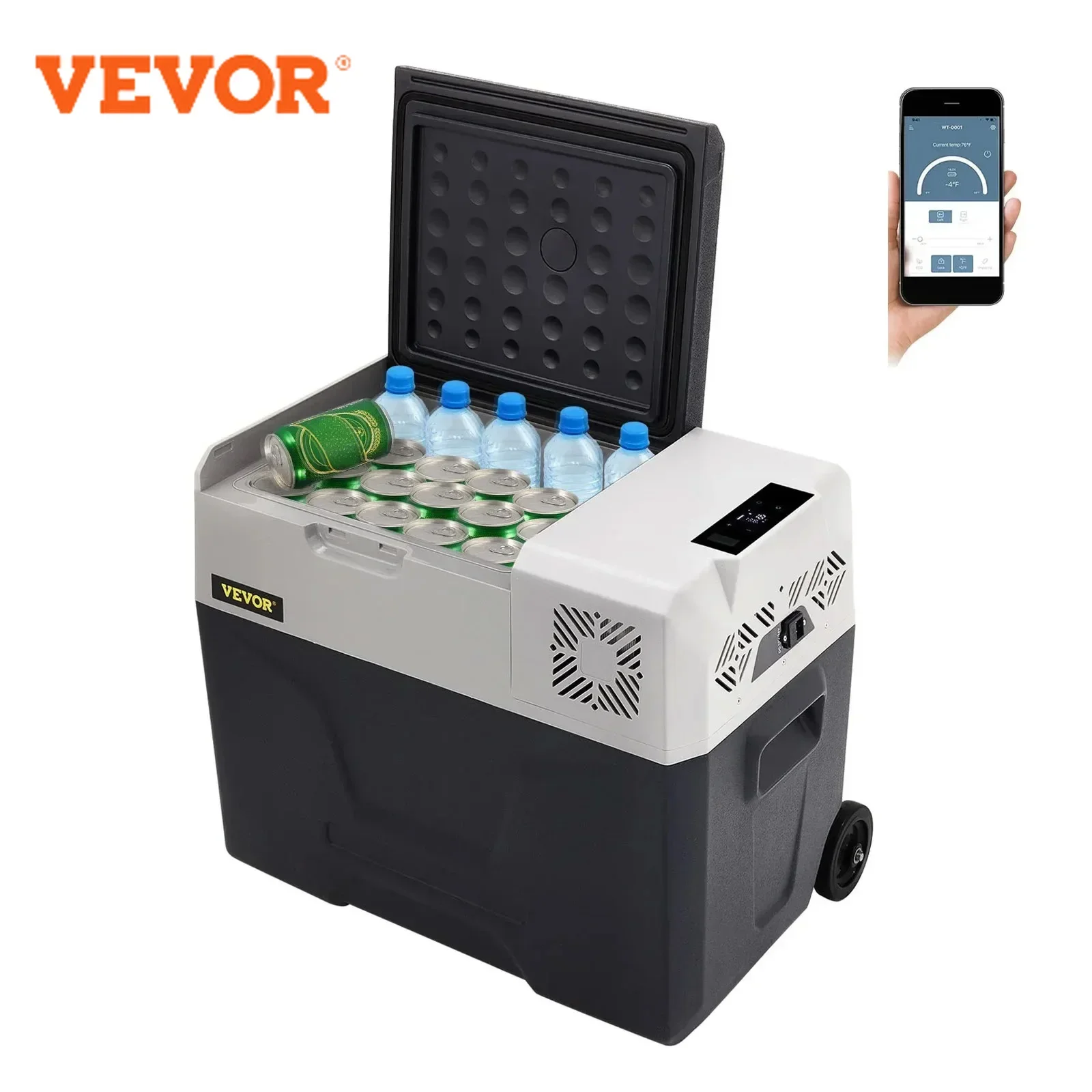Mini Refrigerador Portátil VEVOR para Auto, Compresor, Nevera Pequeña, Congelador de 30L 40L 50L, 12V/24V 220V, para Conducir, Acampar, Hacer Picnic
