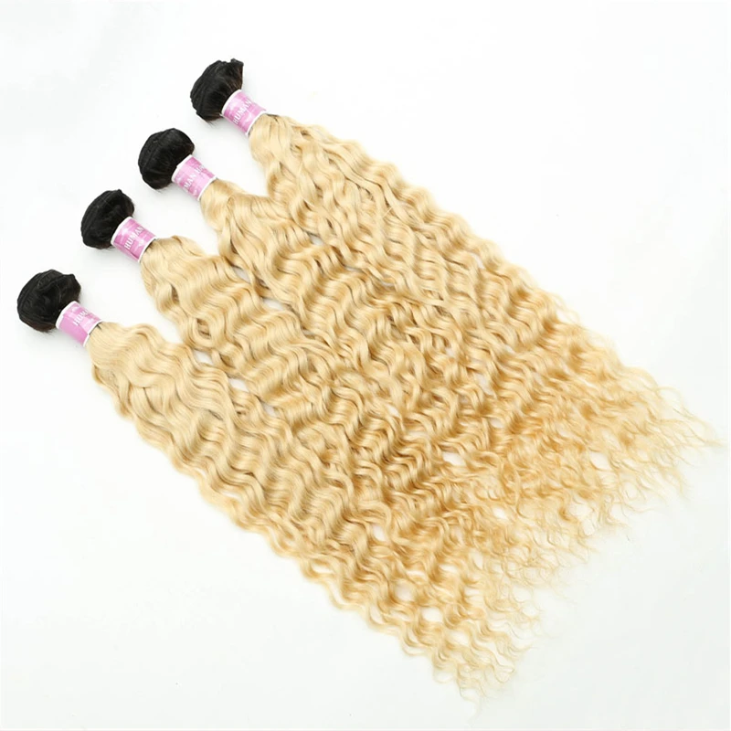 Diva Me 1B 613 Blonde Ombre Deep Wave Bundles mit Verschluss 8–30 Zoll brasilianisches Remy Haar 2 3 4 Bundles mit 4x4 Spitzenverschluss – Detail 12