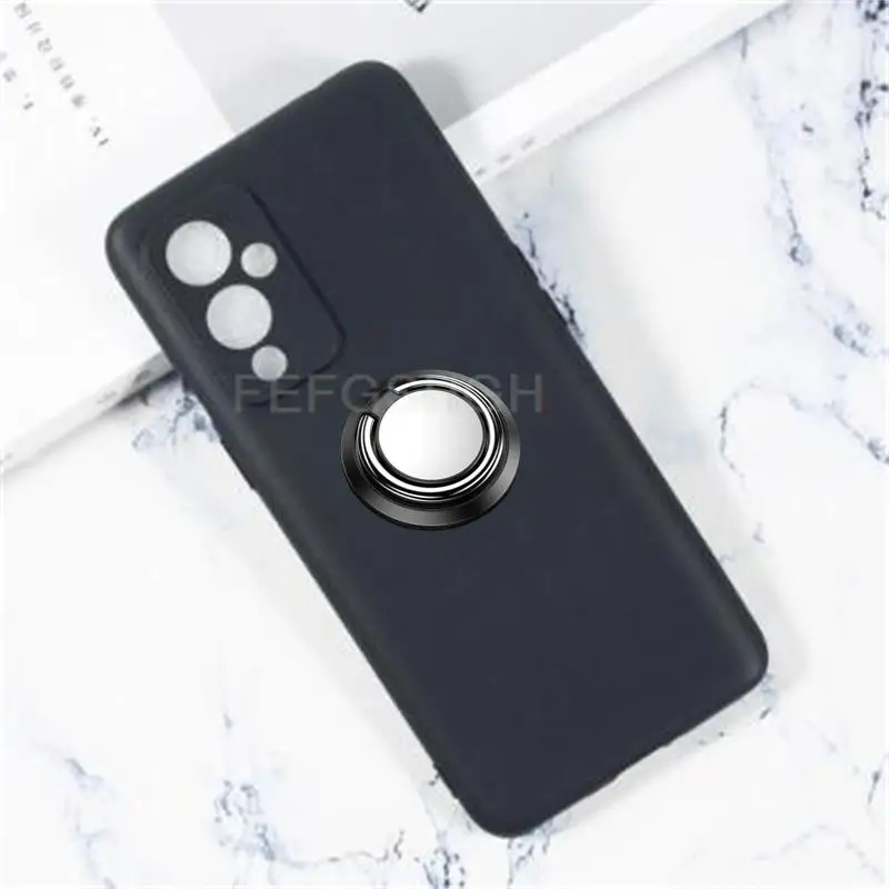 For OnePlus 9 1+9 2021LE2113 LE2111 LE2110 LE2117  Back Ring Holder Bracket TPU Soft Silicone protect Case Anti falling shell