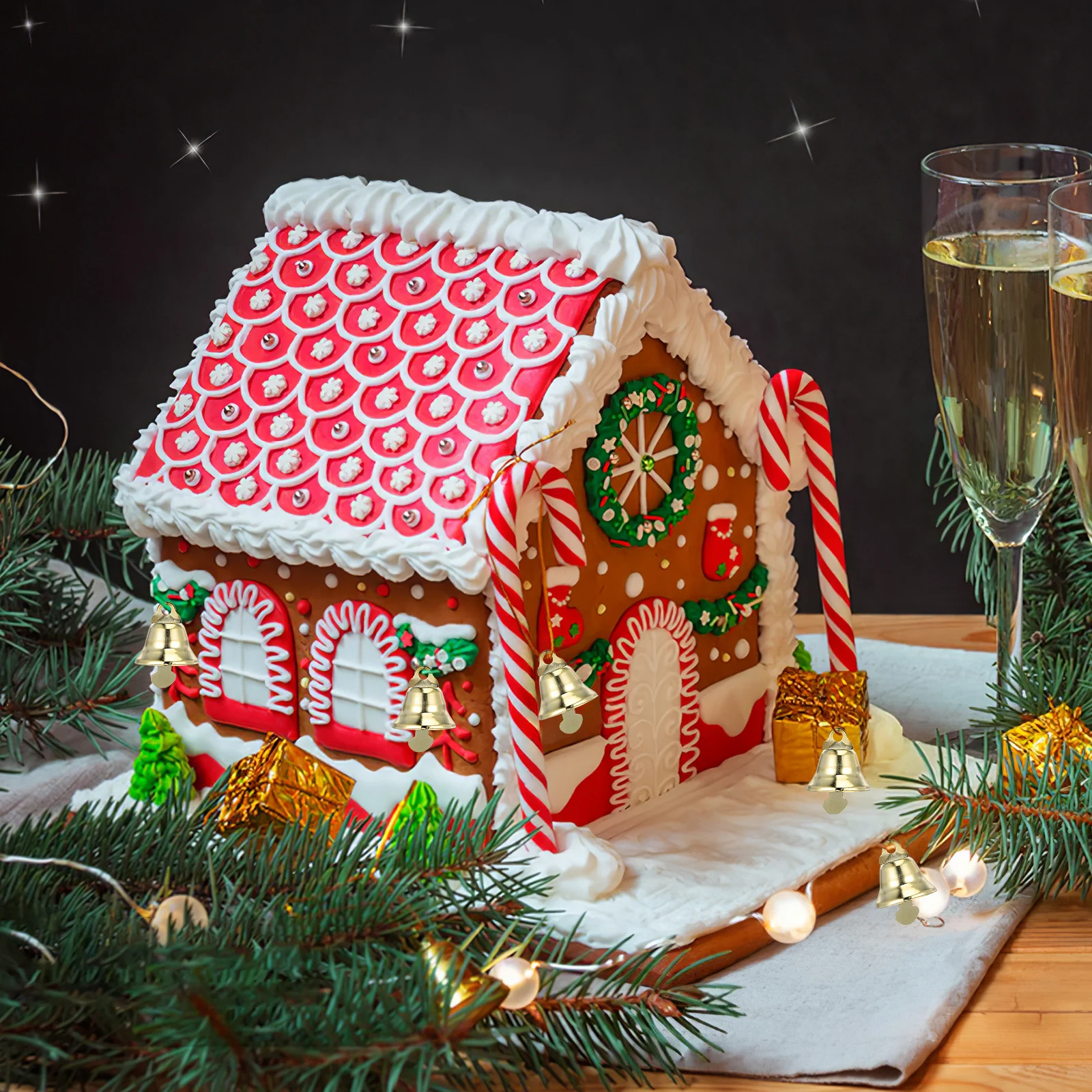 กระดิ่งจิ๋ว 100 ชิ้น ของตกแต่งคริสต์มาส ขนาด 16 มม. สำหรับตกแต่งต้นคริสต์มาส เตาผิง หน้าต่าง ประตู งานปาร์ตี้ที่บ้าน