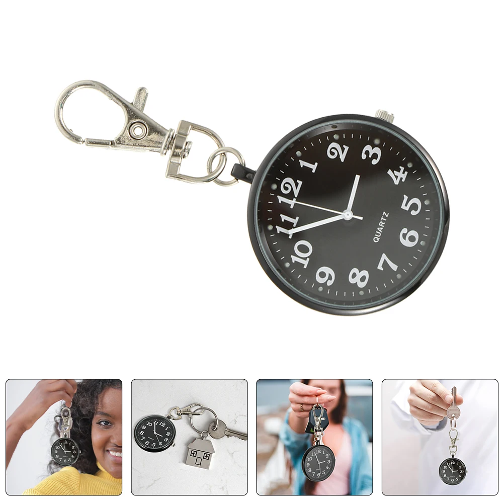 

2pcs Quartz Hanging Watches Large Dial Keychain Pocket Watch Digital Nurse Clip Watch For Men Women Students Nurses Gift