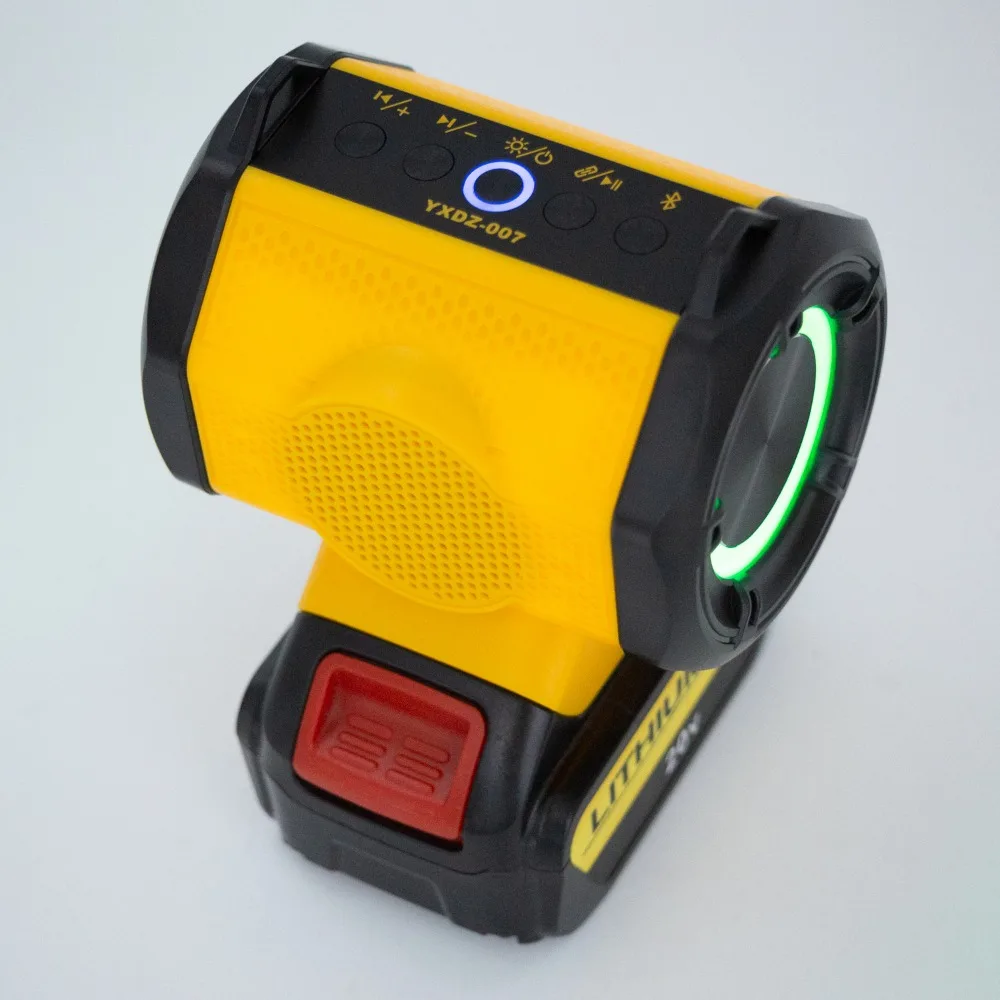 Cordless Portable Bluetooth Speaker With USB Type-C Port For Charging for Dewalt 18V Battery Power Supply, (No Battery)