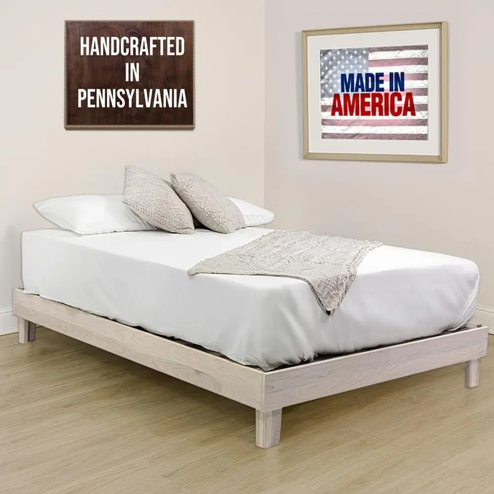 Handcrafted Solid Wood Slat Platform Bed, Made in Pennsylvania by Mennonite Craftsmen, No Box Spring Required, Simple Assembly