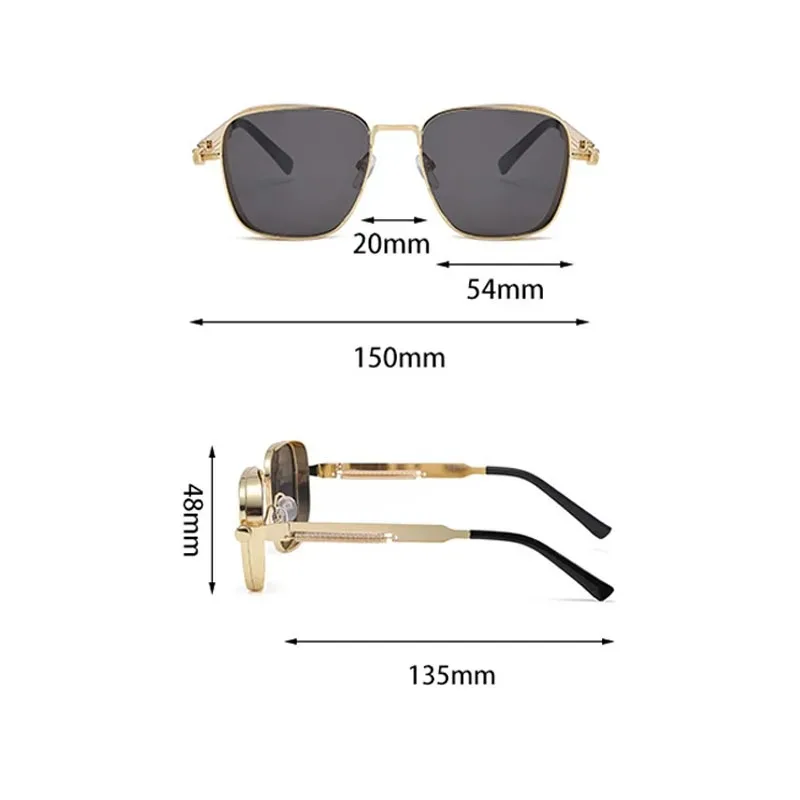 New Sunglasses for Men Anti-UV Driving Glasses Fashion Metal Punk Style Sunglasses with Spring Hinges Women Eyepiece image 6