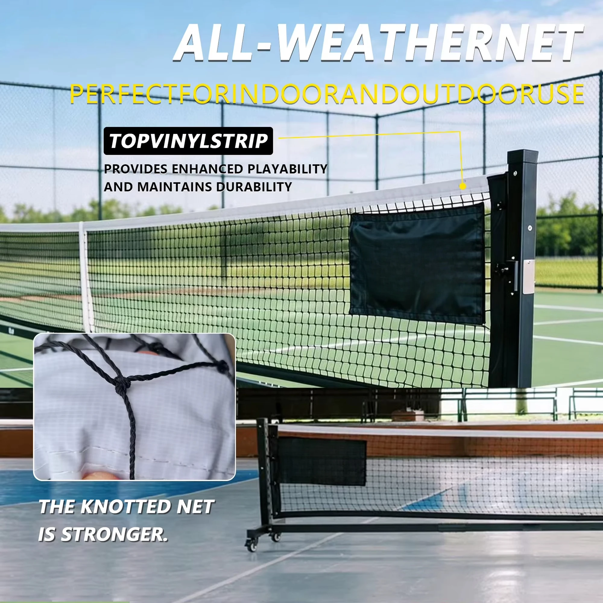 Pickleball Net, Portable Heavy Duty, Galvanized Steel Frame, Wheels, Adjustable Tensioner, Coaches Trainers