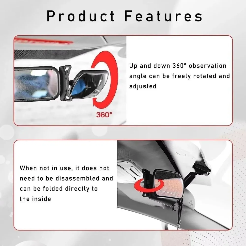 Micro Curved Wide Angle Car Mirror Adjustable Curved Surface Mirror Clear Vision Stable Mount Rear View Mirror Car Interior