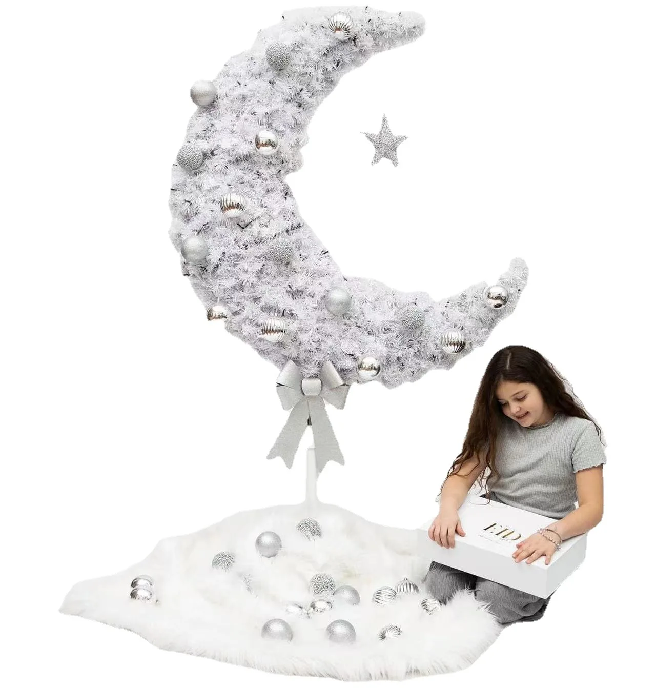 Artificial Luxury Set 90-180CM Ramadan Tree Decoration Moon Shape Crescent Tree Eid Mubarak Home Decorations Outdoor Ornaments