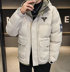 Veste matelassurera en coton pour hommes avec poche à capuche, vêtements tendance décontractés, 2025 coton, nouveau, 100%