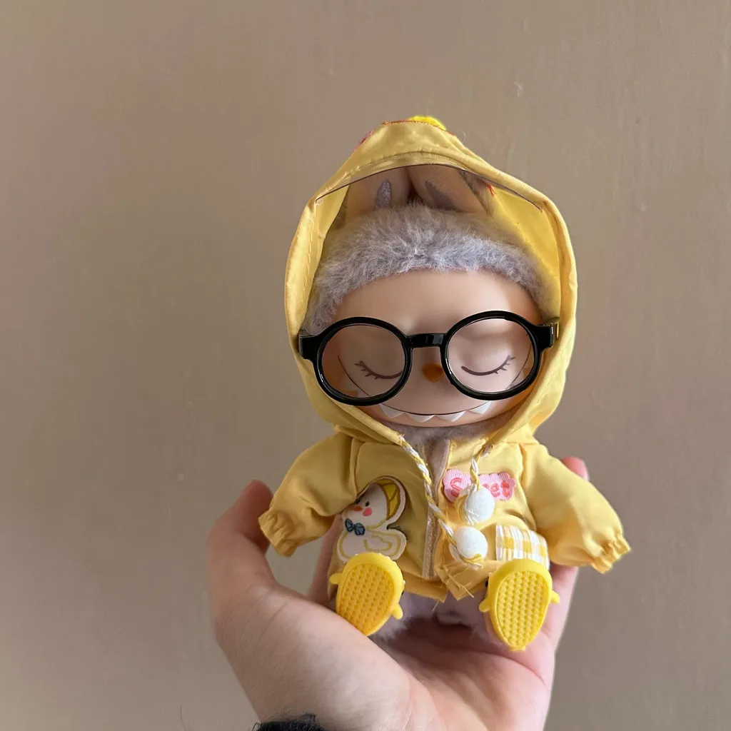 17cm Mini Plush Doll'S Clothes Outfit Accessories For Korea Kpop Exo Labubu Idol V1 V2 Dinosaur raincoat set Clothing Gift