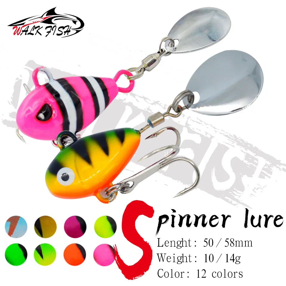 WALK FISH 1PCS 10g 14g Spinning Tail-spinner Swimbait Fishing Lures Spinnerbait Vib Metal Artificial Bait Carp Fishing Tackle