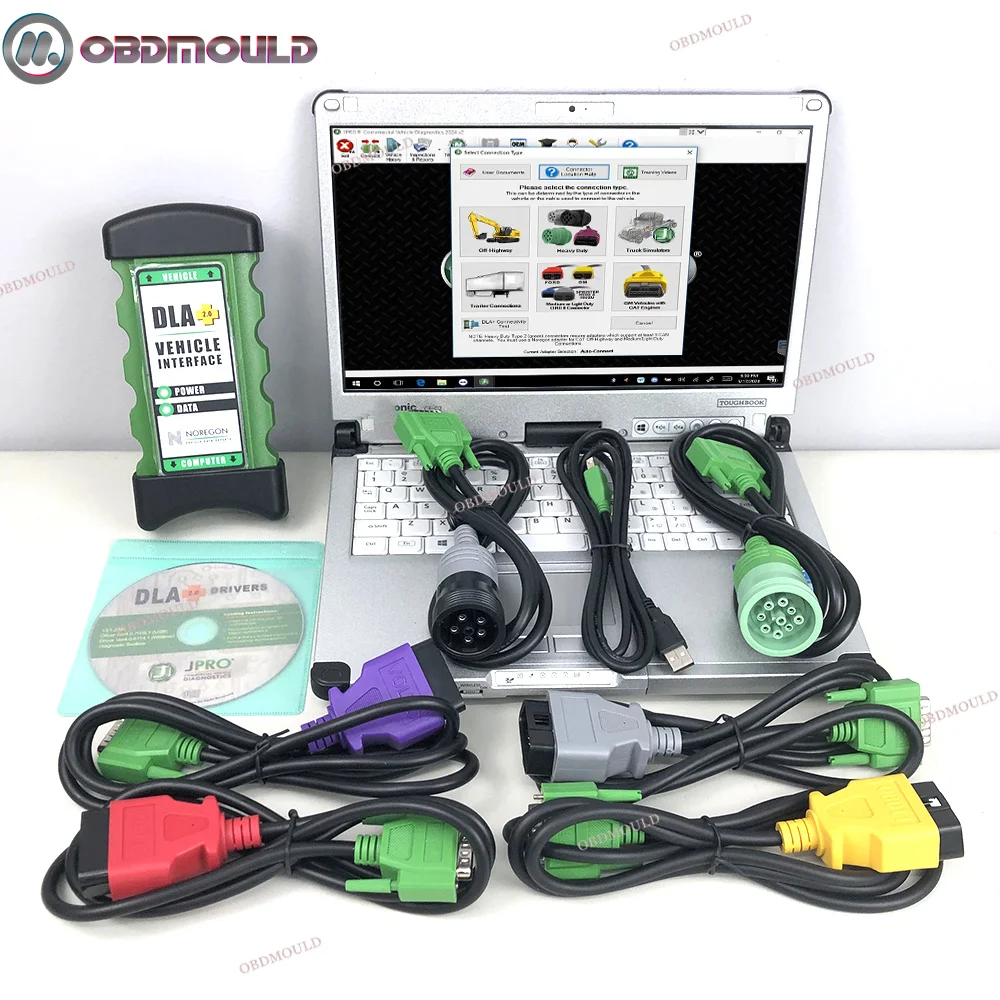 ForJ-pro DLA Diagnostic DLA+CFC2 Laptop 2.0 Vehicle Interface Newest Software Heavy Duty Truck Scanner Diagnostic Tool