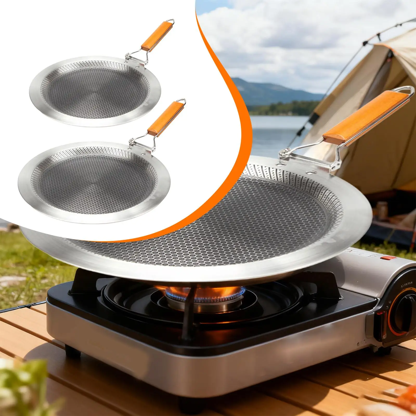 

Сковорода для блинов из нержавеющей стали, легко моется, с откидной ручкой, круглая, для использования в помещении и на улице, для гриля, с антипригарным покрытием