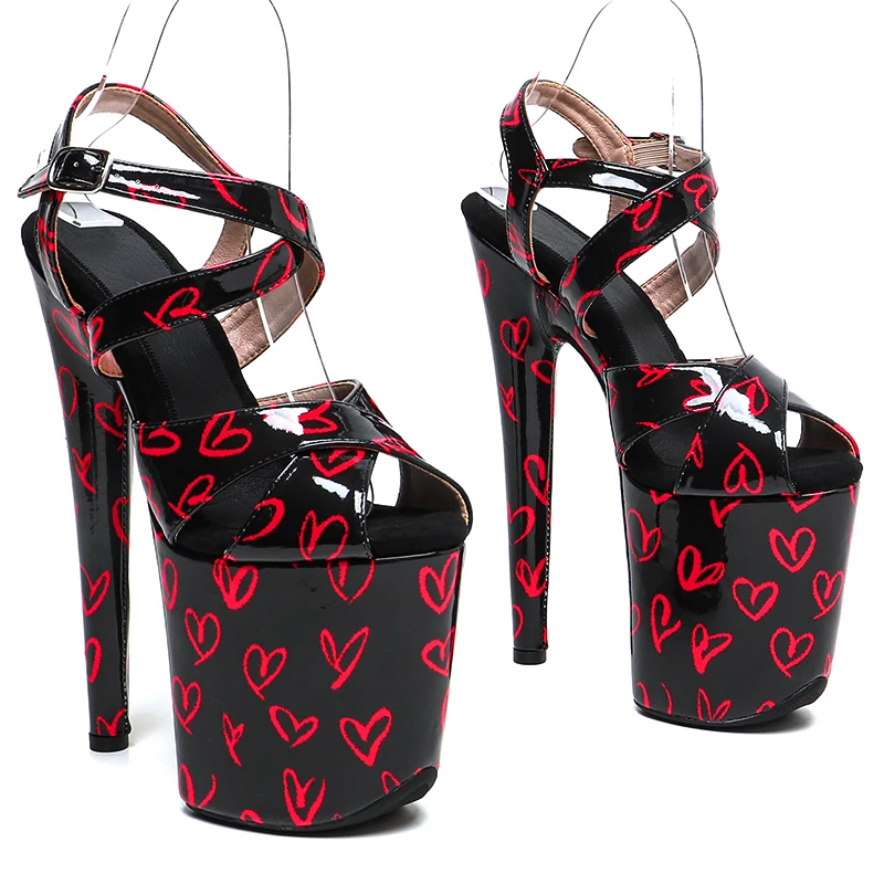 Leecabe 20cm/ 8inches  New style Patent PU Upper   trend  Fashion   platform  high heel sandals  pole dance shoes