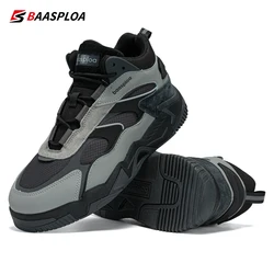 Baasploa Men Winter Sneakers Leather Waterproof Casual Sneakers Male New Plush Warm Sport Shoes Comfort Walking Shoes Non-Slip