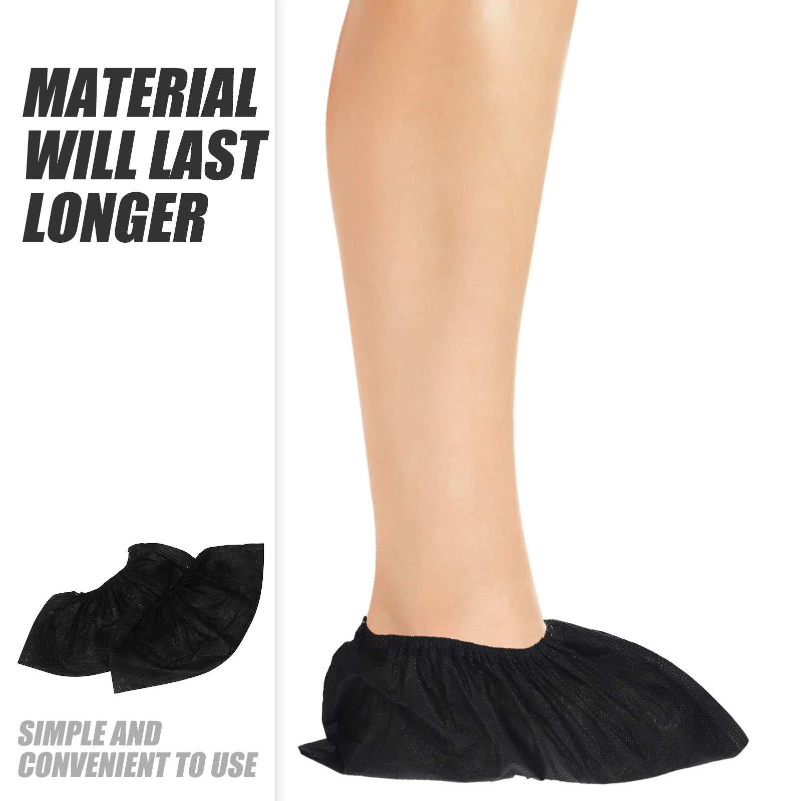 

100pcs Black Shoe Cover Thick Nonwoven Disposable Protective Foot Cover For Lab Salon Workshop Use Household Safety Footwear
