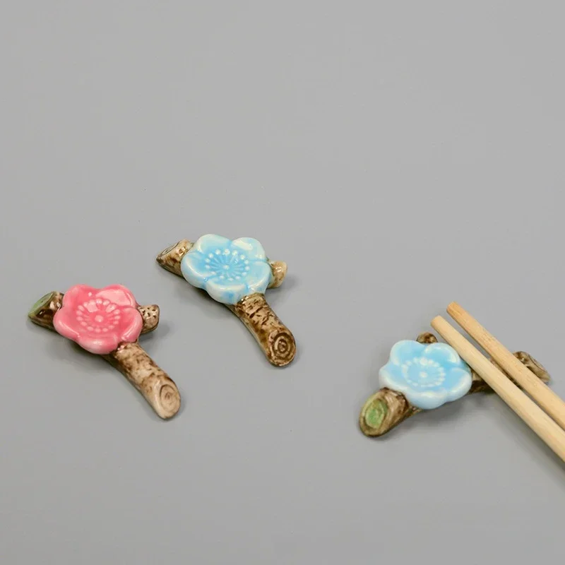 

Japanese Style Ceramic Chopsticks Rest, Plum Blossom Chopsticks Holder, Creative Home Gift, 10PCs