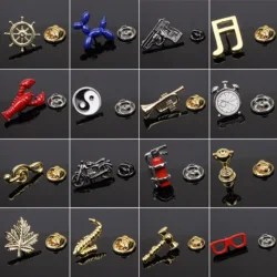 High Quality Men's Lapel Pin Golden Noveltly Brooch Sax Music Mote Eagle Beard Shirt Collar Necktie Pin Jewelry Accessories Gift