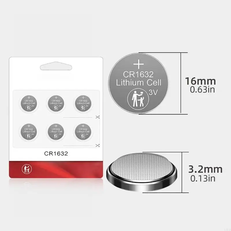 Y4UE 6pcs Botão Bateria CR1632 Baterias células da moeda lítio 3V CR1632 Electronic