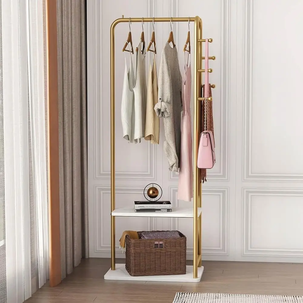 

Gold Metal Clothing Ra For Hanging Clothes Rack, Marble Base Heavy Duty Garment Racks For Organizer Hanging Clothes, Coats,