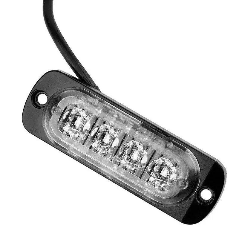 4PCS 12V 24V Warning Strobe Lamp Car 4LED Emergency Lighting Flashing Light Truck Strobe Grille Beacon Lamp Car Side Lights