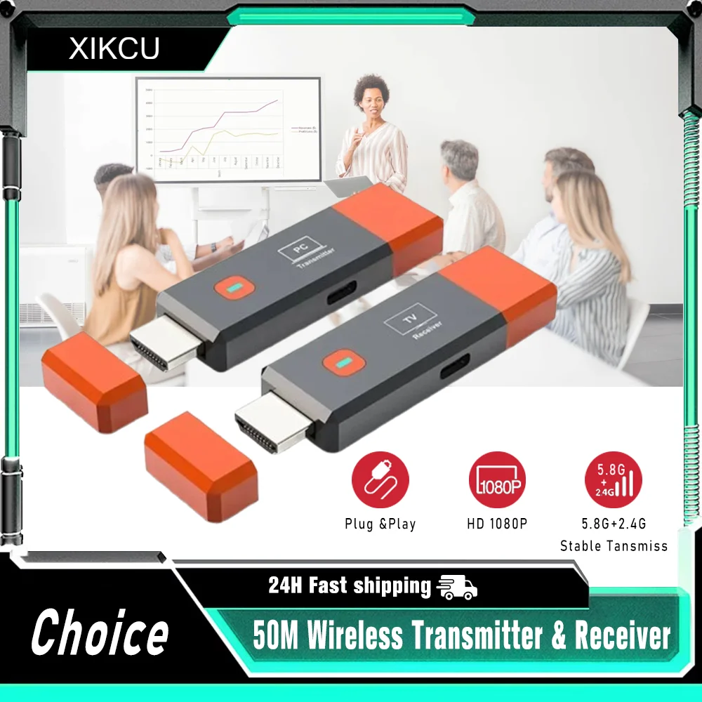 2025 1080P 50M Wireless Video Audio Transmitter Receiver Extender Display Adapter Dongle For TV Box Monitor Projector PC