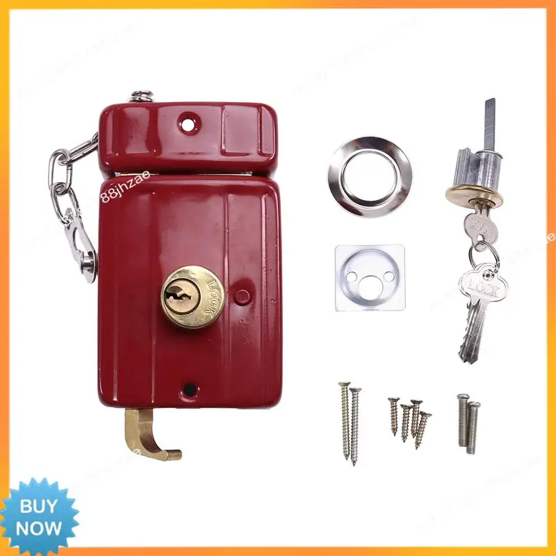 A10R เหล็กหล่อ Anti-Theft ล็อคประตูด้านนอกหลายประกันความปลอดภัยในครัวเรือนในร่มหอพักพร้อมกุญแจไม้ประตูล็อค