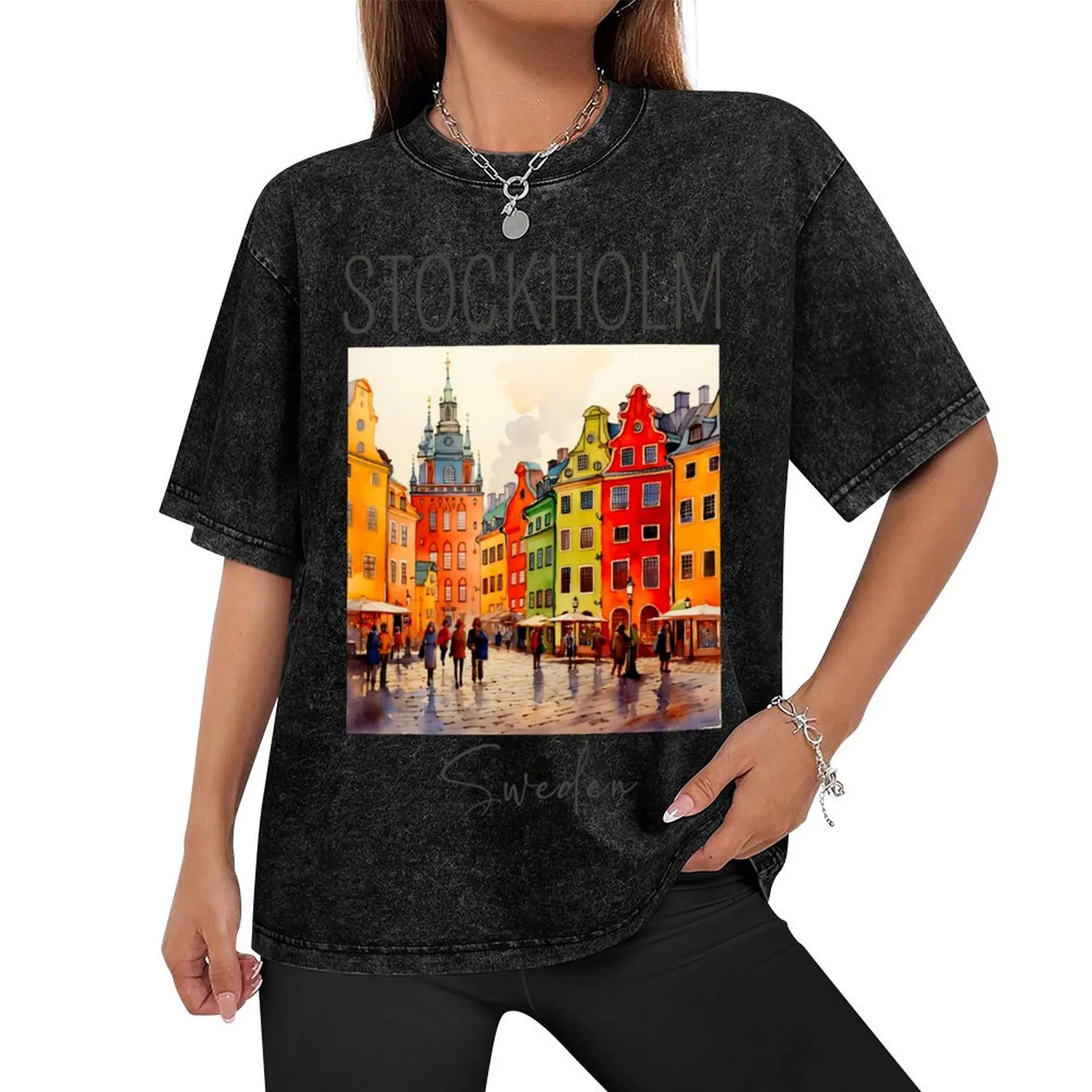 A Watercolor Design of Stockholm - Sweden T-Shirt funny meme t-shirts luxury t-shirt tshirts for men