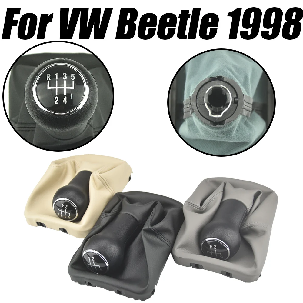 New For VW Beetle Cabrio 2003 2004 2005 2006 2007 2008 2009 2010 For VW Beetle 1998 - 2010 5 Speed Gear Shift Knob Leather boot view 4