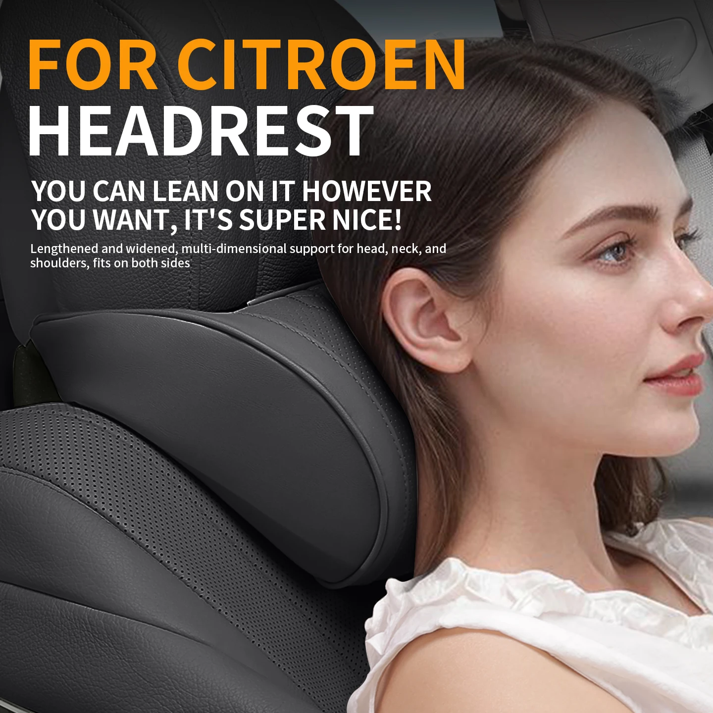 High-end car seat memory foam headrest relieves cervical pressure for Citroen C3 C5 / C3 Aircross e-C3 e-C4 C4 Picasso Berlingo