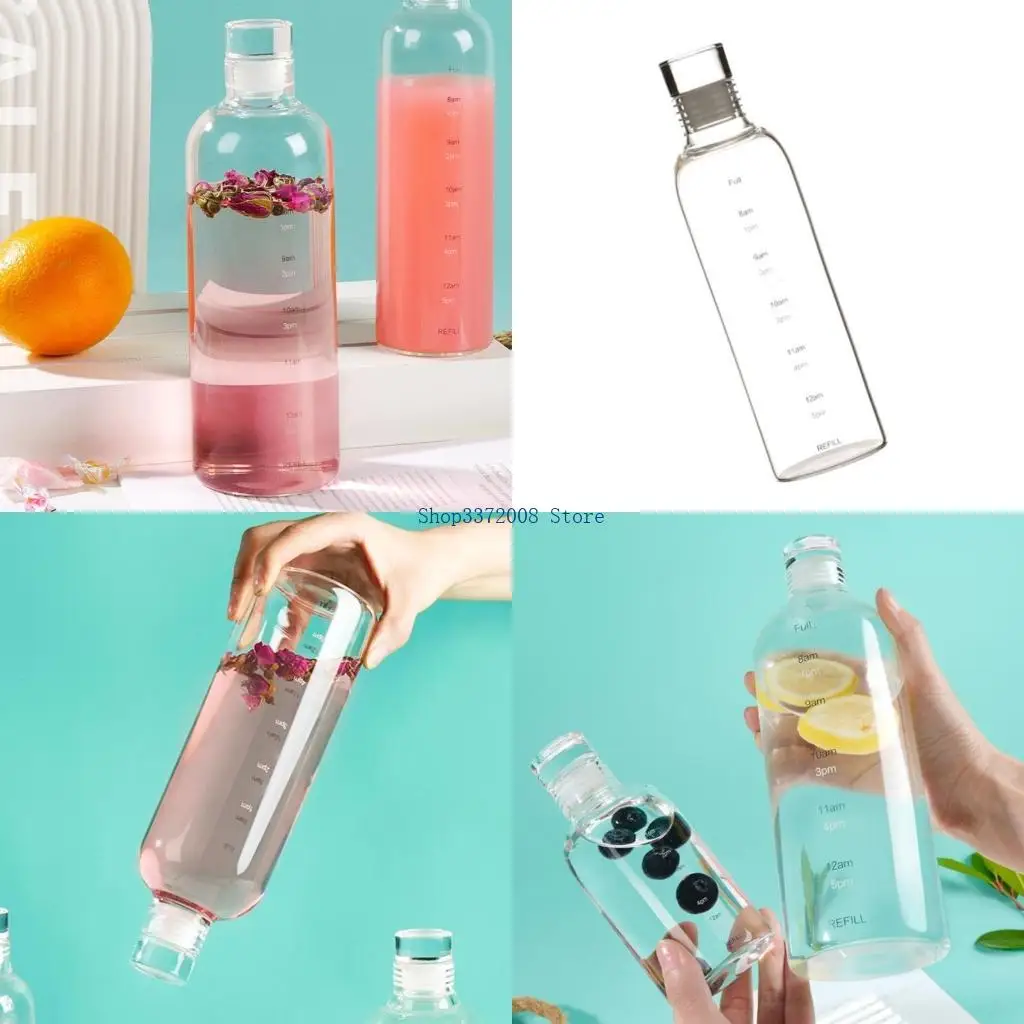  Glass Drinking Cup Feature Time Marks Portable Glass Mugs Health Management Glass Cup With Precise Time Measurements