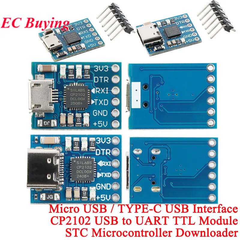 10 ชิ้น/1 ชิ้น CP2102 MICRO/TYPE-C USB เป็นอนุกรม UART TTL โมดูลแปลงตัวแปลงไมโครคอนโทรลเลอร์ STC Downloader เปลี่ยน FT232