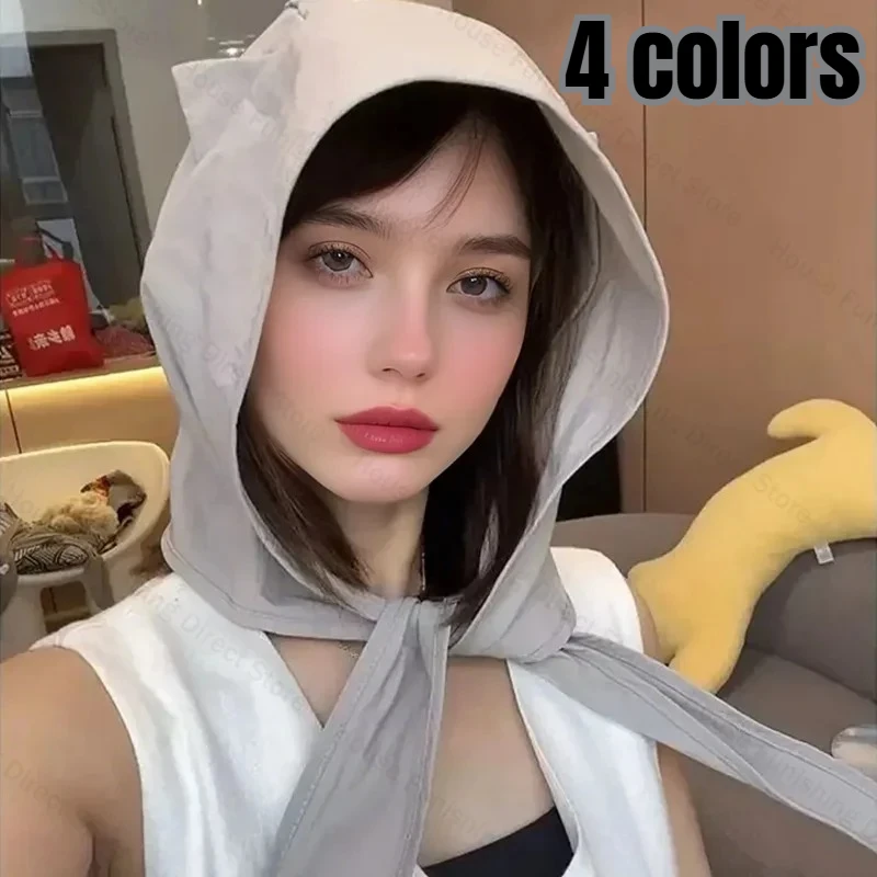 Spring Summer Quick Drying Sunscreen Cat Ears Hat Imp Sun Hat Strapped Thin Ear Protection Turban Fisherman
