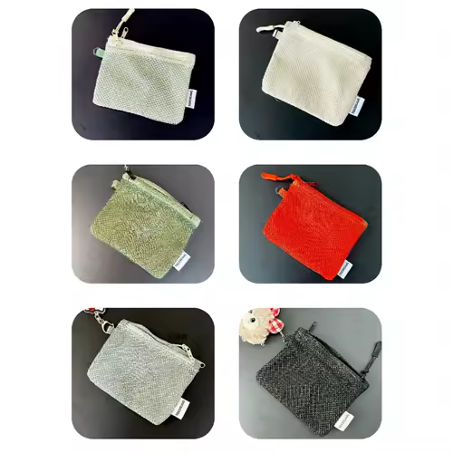 Travel Makeup Storage Bags New Mesh Coin Purse Simple Portable Mini Bag Multi-purpose Square Bag Double-layer Zipper Card Holder - Image 6