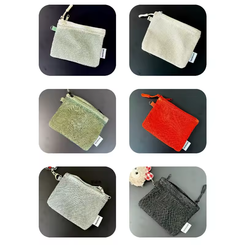 Travel Makeup Storage Bags New Mesh Coin Purse Simple Portable Mini Bag Multi-purpose Square Bag Double-layer Zipper Card Holder - Image 6