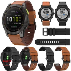 22 26mm Quick Fit Genuine Leather Strap For Garmin Fenix 7 7X 6 6X 5 5X plus 3HR/Enduro 2/Epix Gen 2/instinct 955 Band Bracelet