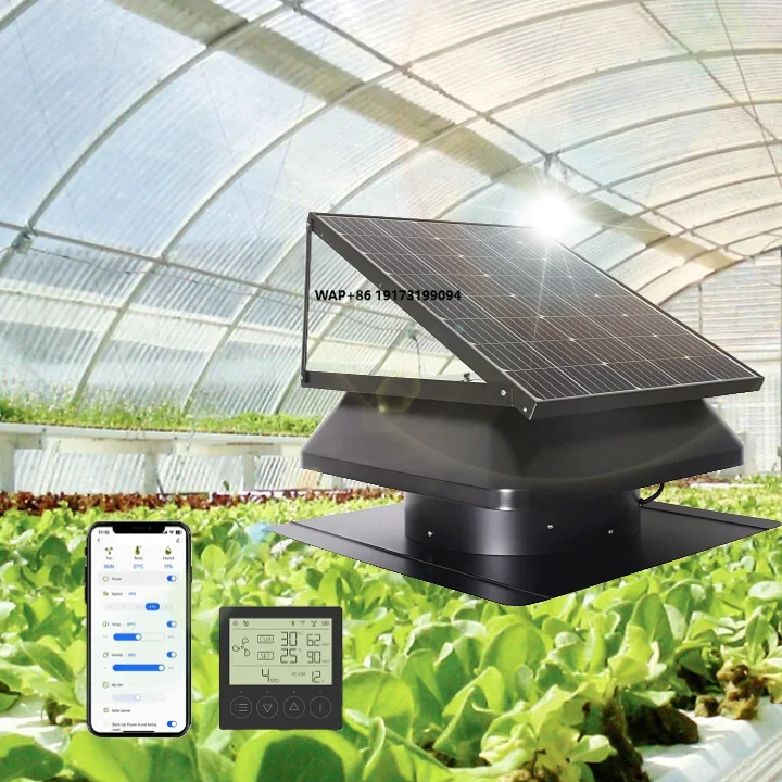 60W Solar Axial Flow Fans for Attic Roof & Industry Power Cooler Exhaust Vent Customizable OEM ODM Whirly Bird Roof Ventilation