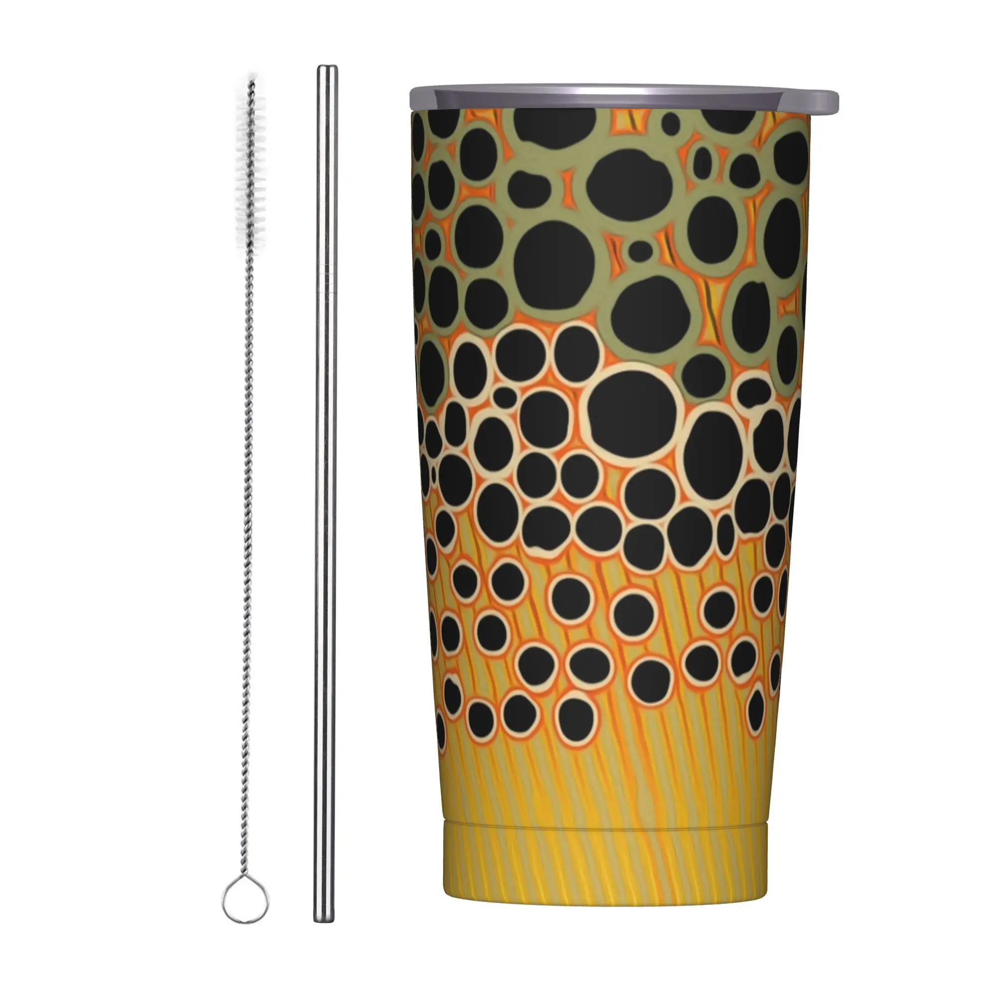 

Trout Camo Tumbler Vacuum Insulated Double Wall Mug With Lid Straw Spill Proof Tags Office Travel Coffee Cups20oz