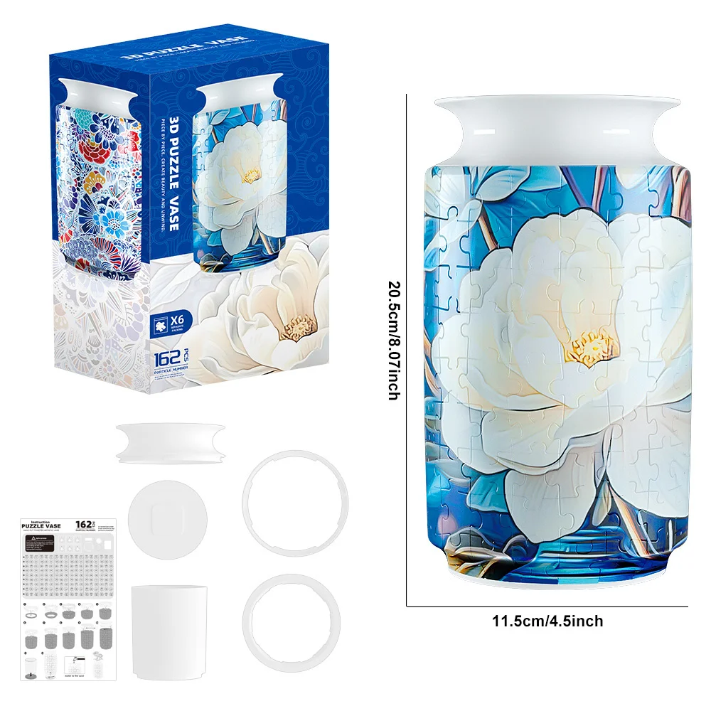 ثلاثية الأبعاد لغز زهرة زهرية لترتيب الزهور الإبداعية DIY بها بنفسك زهرة زهرية ثلاثية الأبعاد لغز زهرية زجاجات مقاومة للماء ديكور المنزل