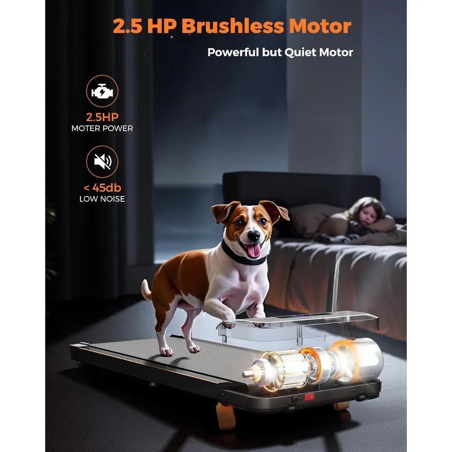 وسادة مشي 3 في 1 مع محرك 2.5 حصان للاستخدام المنزلي والمكاتب: شاشة LED مائلة 6 محيطة قابلة للتعديل وجهاز تحكم عن بعد مثالية