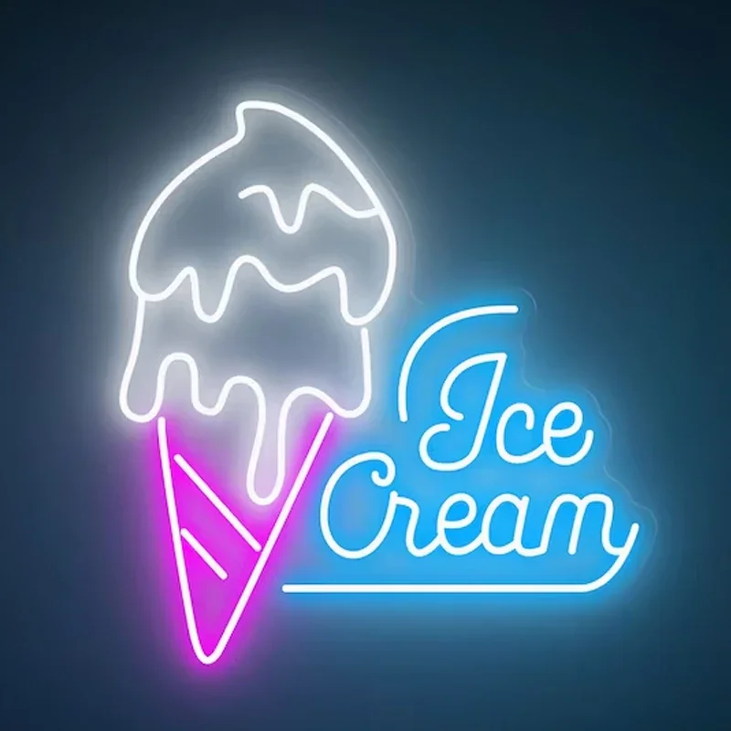 Imagem -03 - Ice Cream Neon Sign Light Custom para Ice Cream Store Open Neon Decor Decoração do Quarto Food Night Lamp