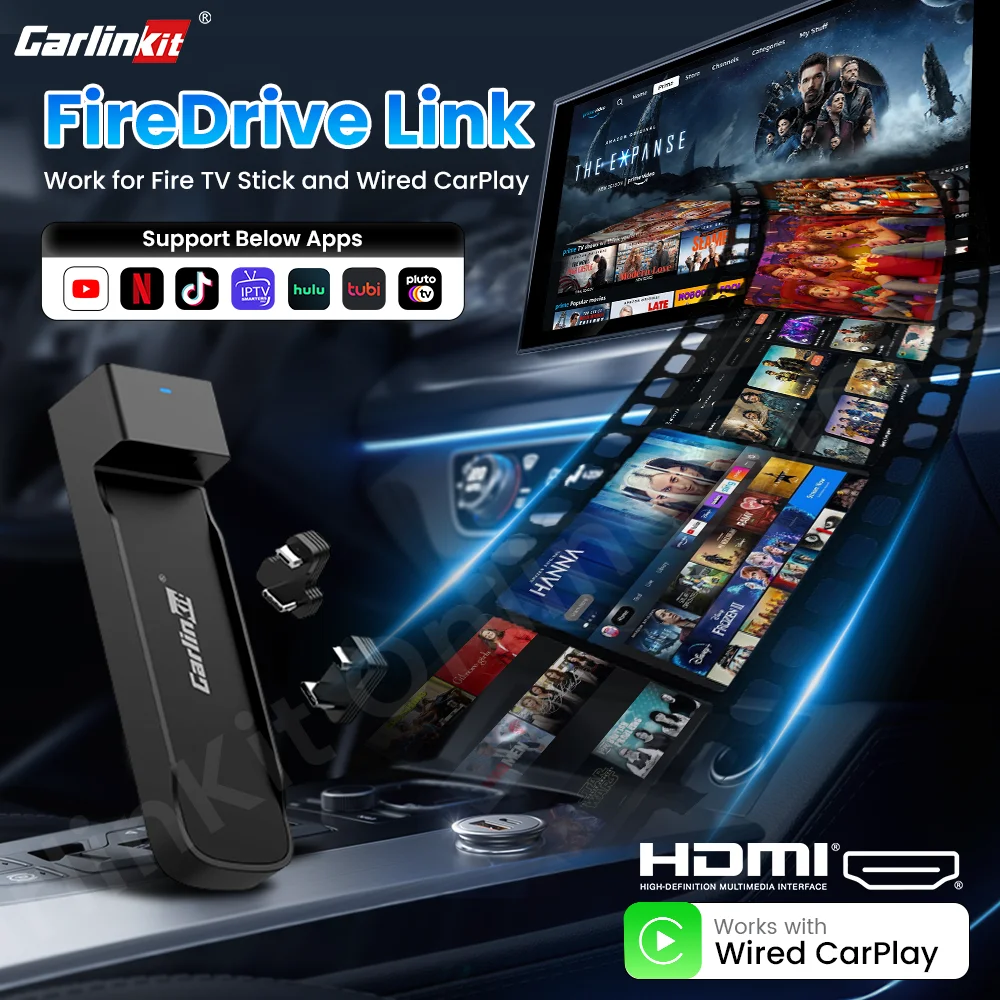 CarlinKit FireDrive Link Carplay Adapter for Fire Tv Stick Lite HD 4K 4K Max Youtube Netflix Prime Video Stream Car Accessories